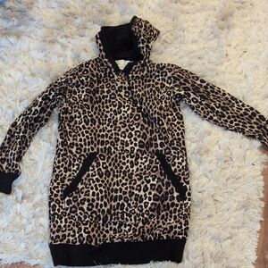 Michael Kors Leopard Black and Cream Dress Length Sweatshirt